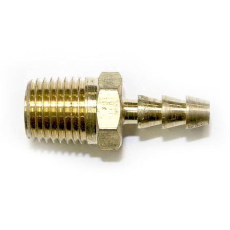 Brass Hose Barb Fitting, Connector, 3/16 Inch Barb X 1/4 Inch NPT Male End, PK 6